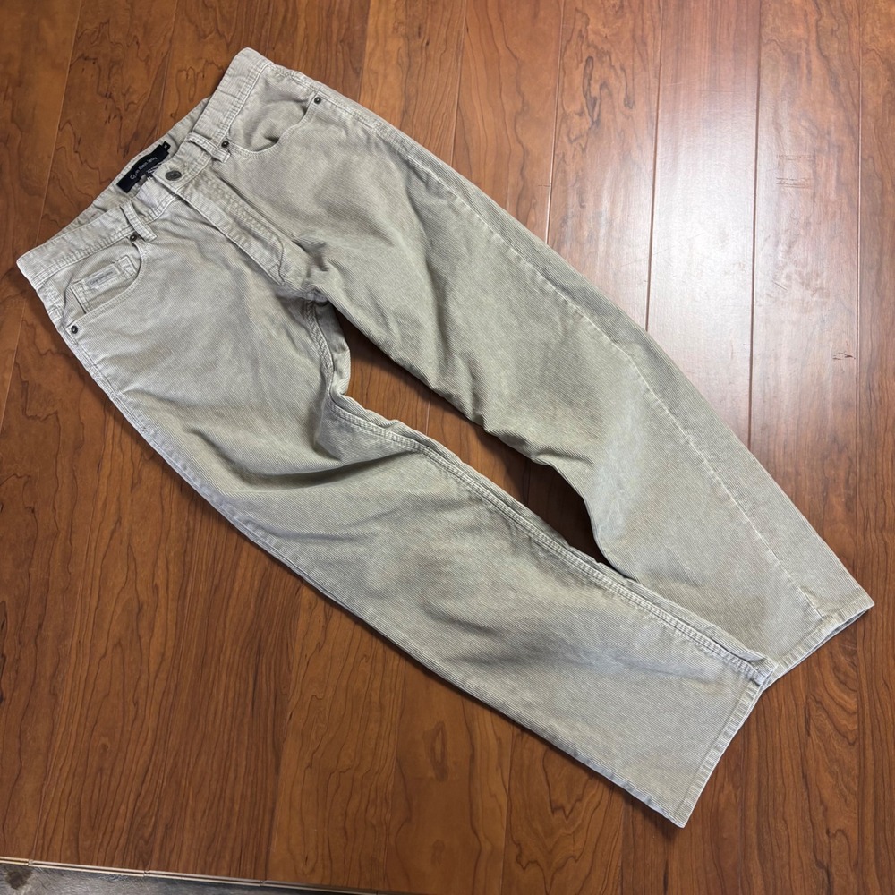 Calvin Klein Jeans Mens 32 Tan Beige Corduroy Straight Leg Pants Stretch Cotton